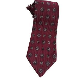 Valentino Cravette Classic Geometric Red Silk Tie Necktie Made in Italy 58"
